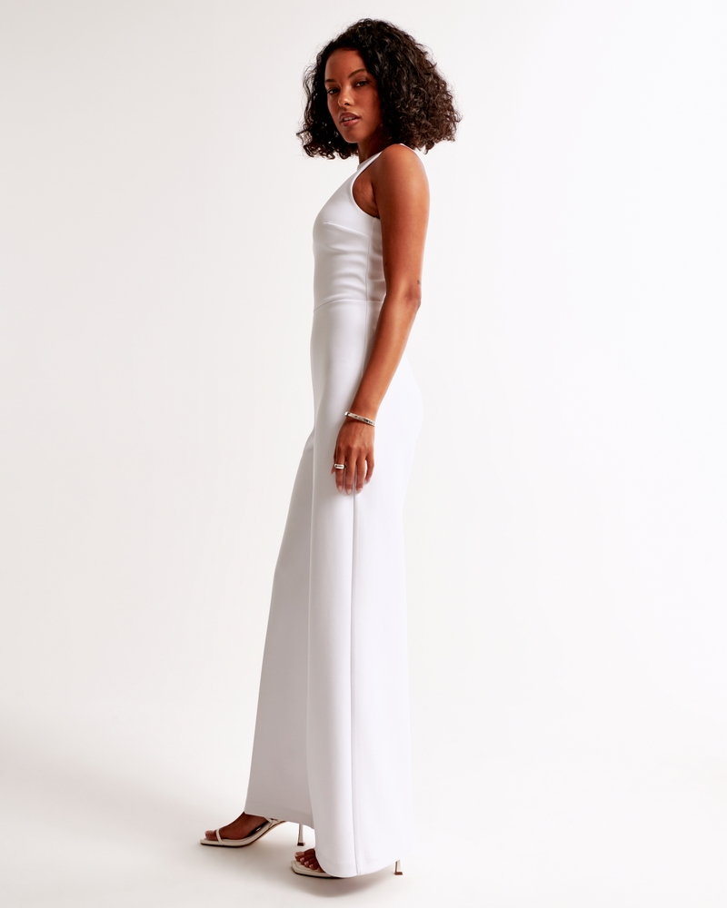 Slash Clasp-Back Jumpsuit(white,XXS)