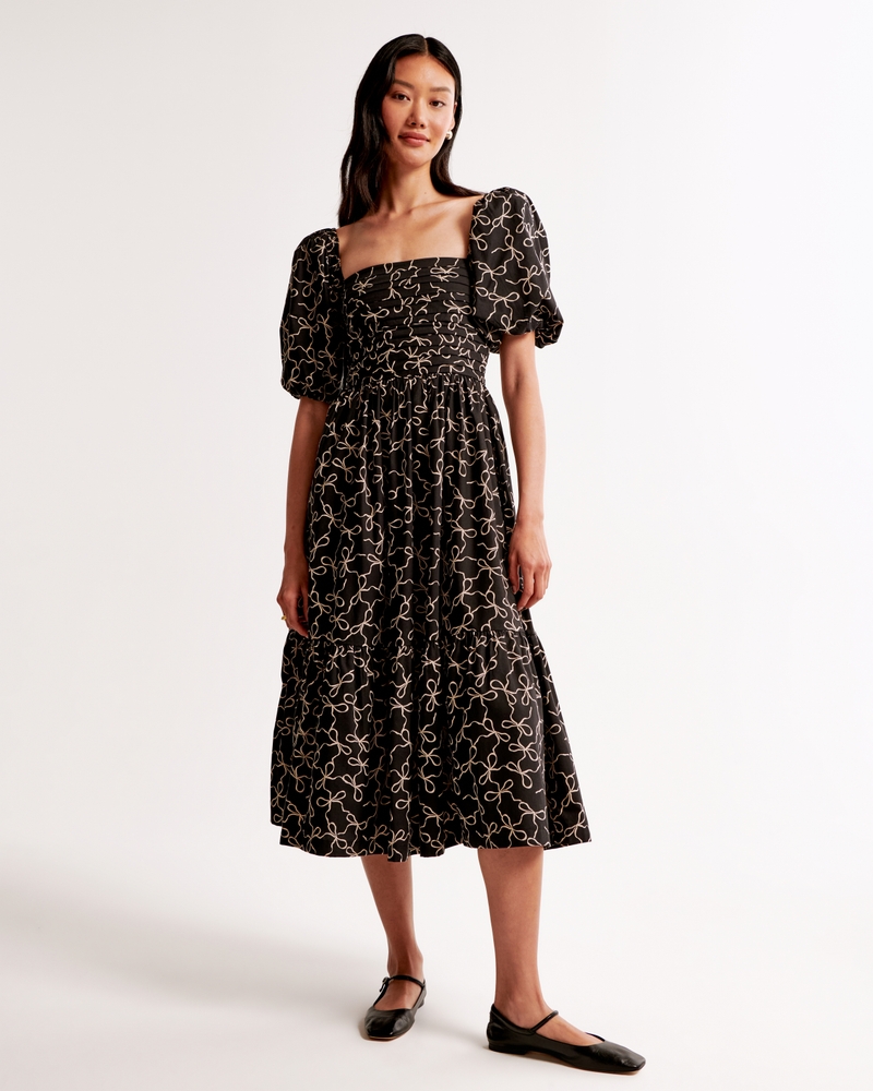 The A&F Emerson Poplin Puff Sleeve Midi Dress