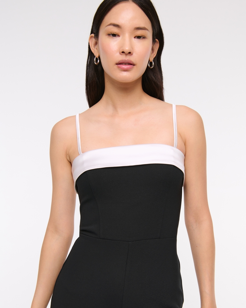 Contrast Strapless Jumpsuit(black,XXS)