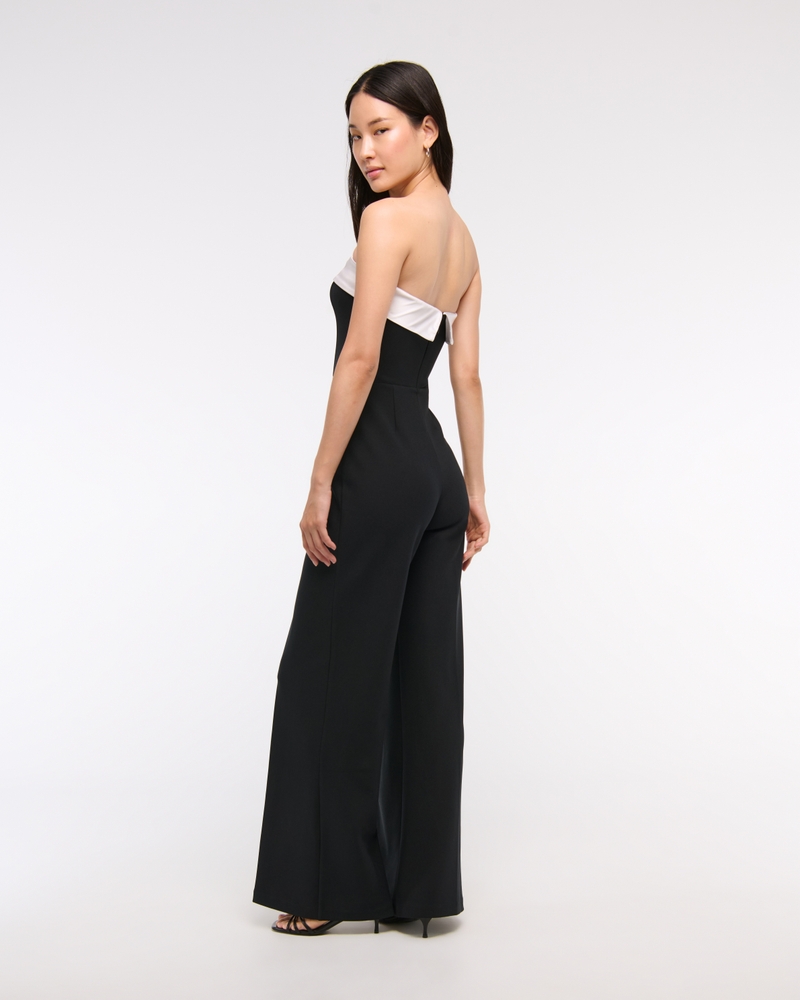 Contrast Strapless Jumpsuit(black,XXS)