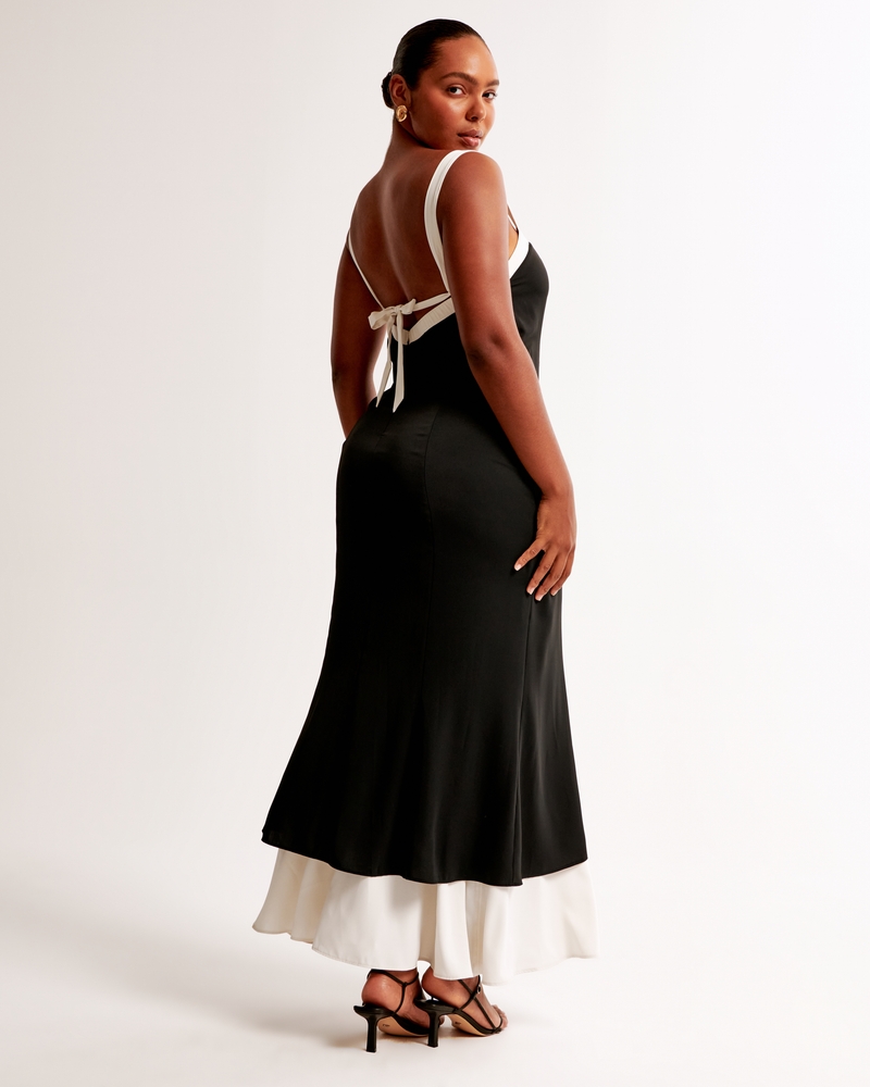 The A&F Julia Slip Contrast Tie-Back Maxi Dress