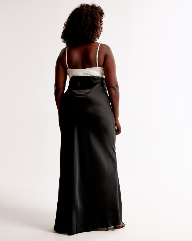The A&F Julia Slip Contrast Bodice Maxi Dress(black,XXS)