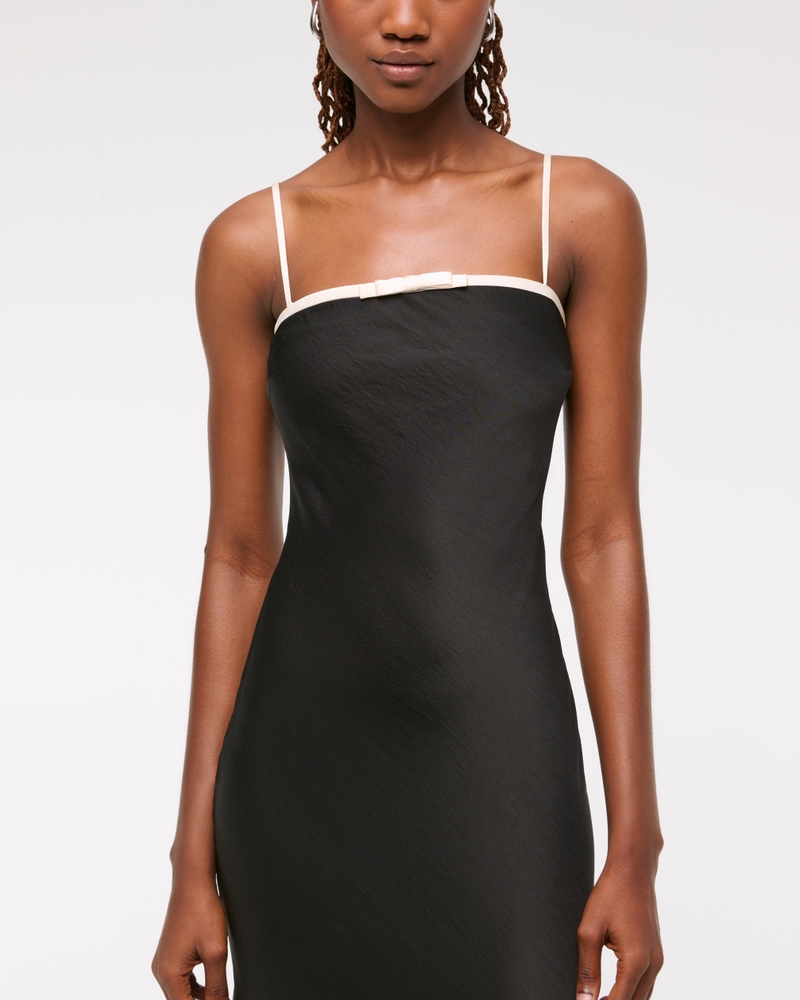 The A&F Julia Slip Strapless Bow Detail Maxi Dress(black,XXS)