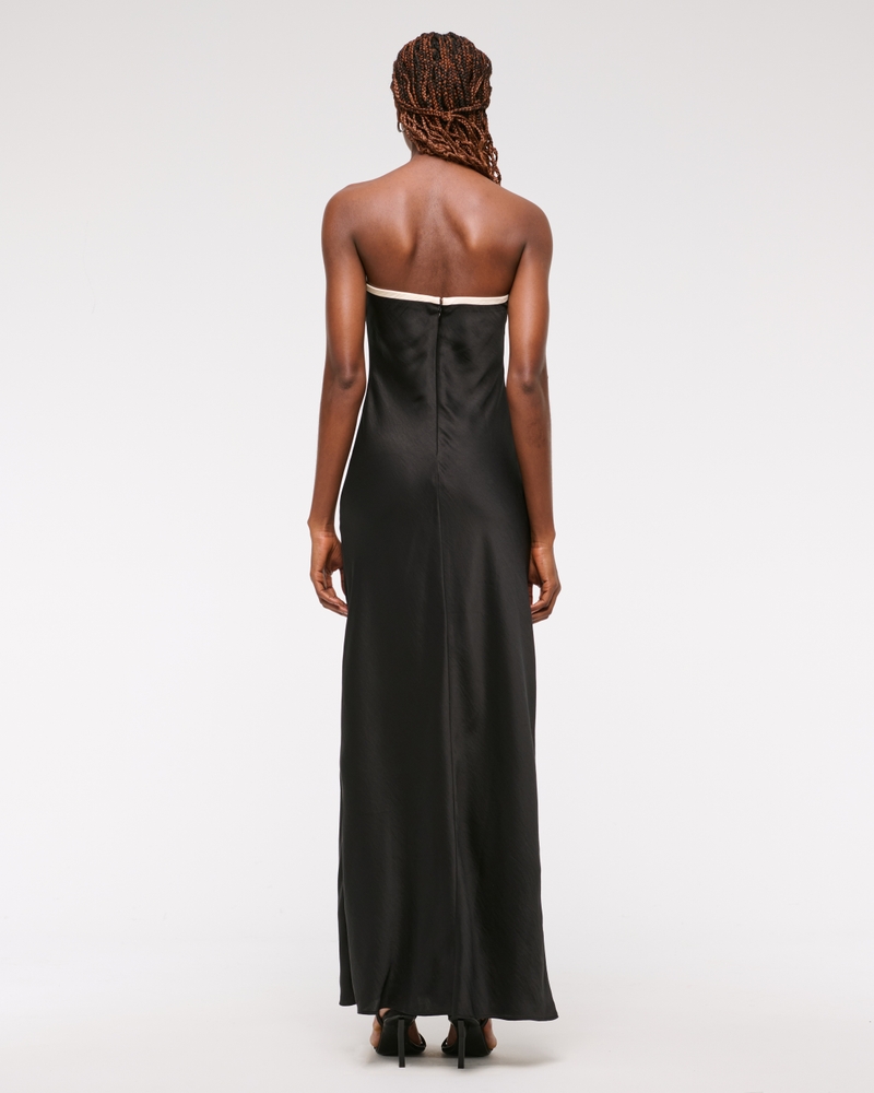 The A&F Julia Slip Strapless Bow Detail Maxi Dress(black,XXS)