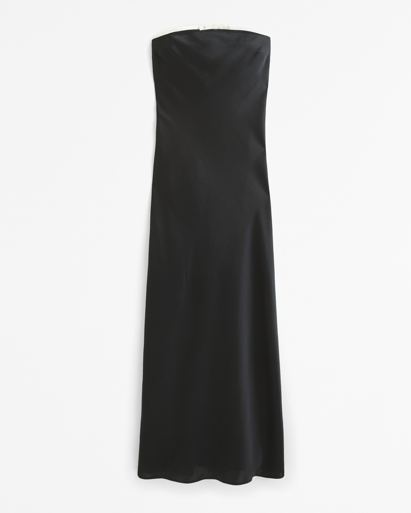 The A&F Julia Slip Strapless Bow Detail Maxi Dress(black,XXS)