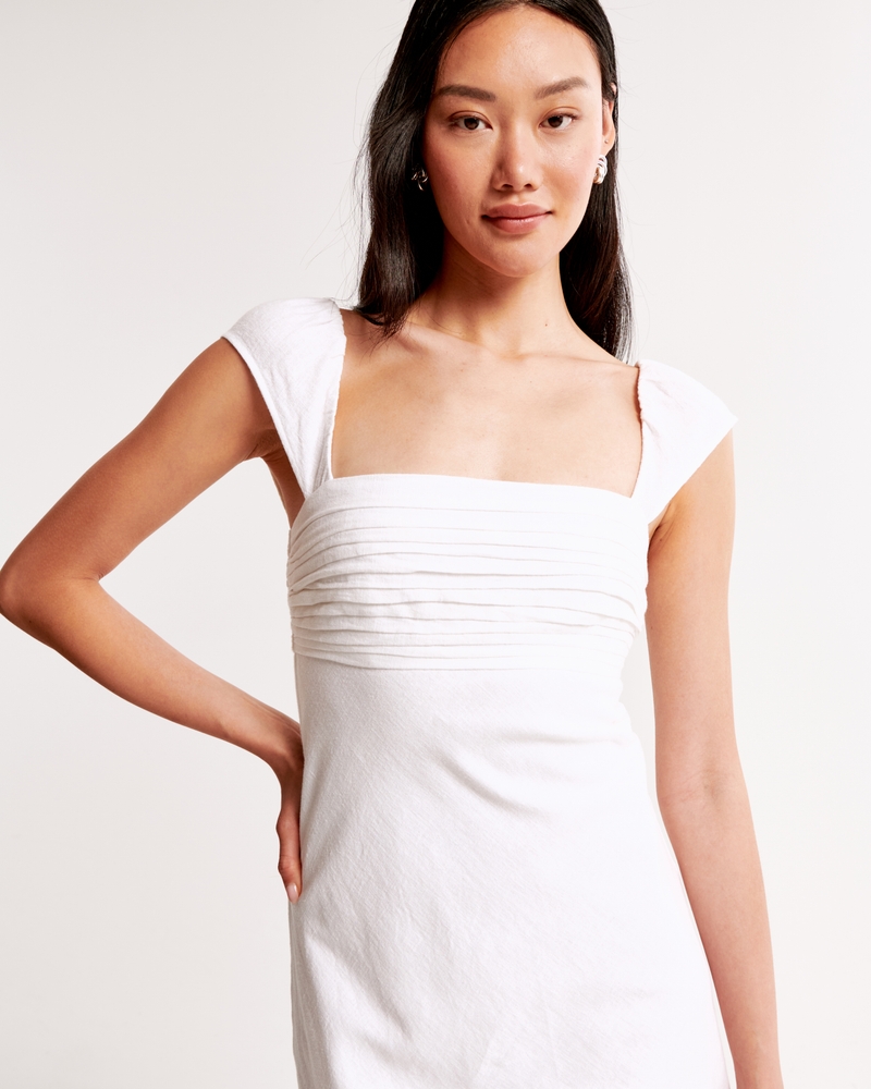 The A&F Emerson Cap Sleeve Mini Dress(white,XXS)