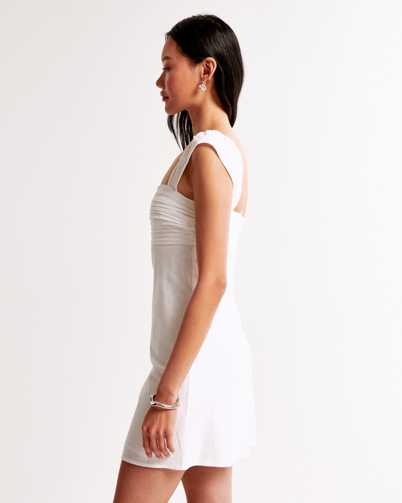 The A&F Emerson Cap Sleeve Mini Dress(white,XXS)