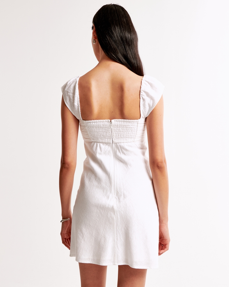 The A&F Emerson Cap Sleeve Mini Dress(white,XXS)