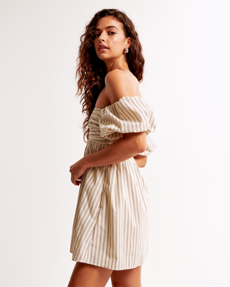 Emerson Off-The-Shoulder Skort(cream stripe,XXS)