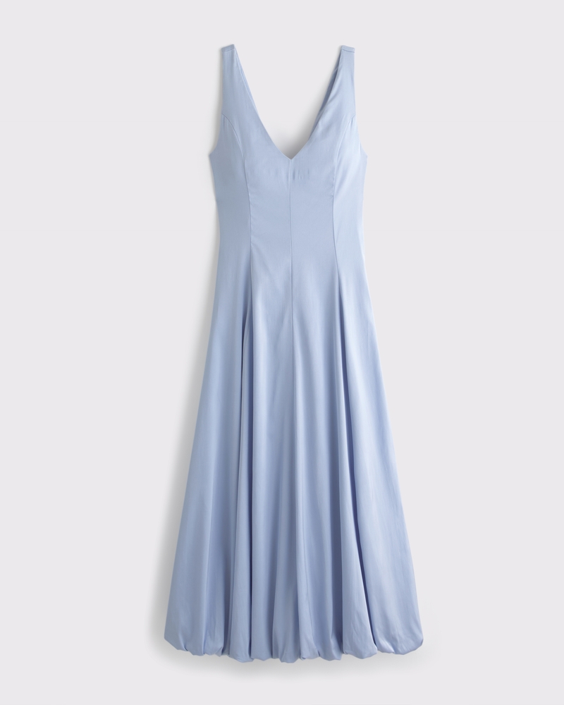 Plunge Bubble Hem Midi Dress(periwinkle,XXS)