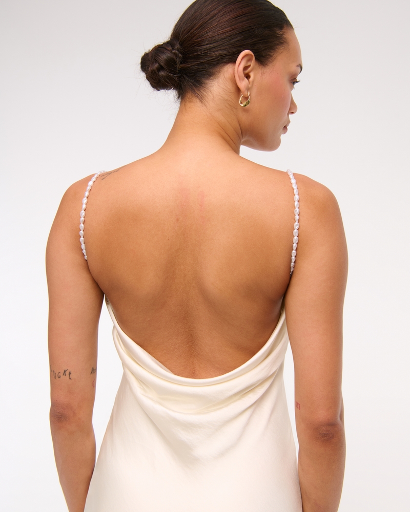 Faux Pearl Strap Maxi Dress(pearl,XXS)