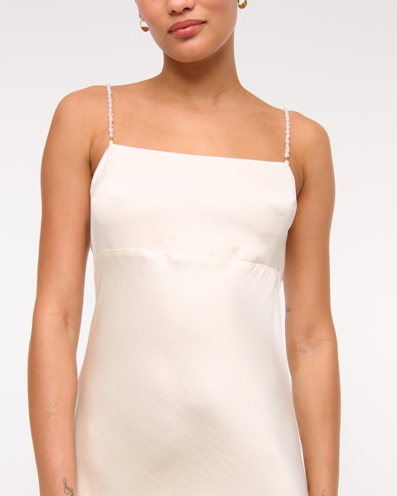 Faux Pearl Strap Maxi Dress(pearl,XXS)