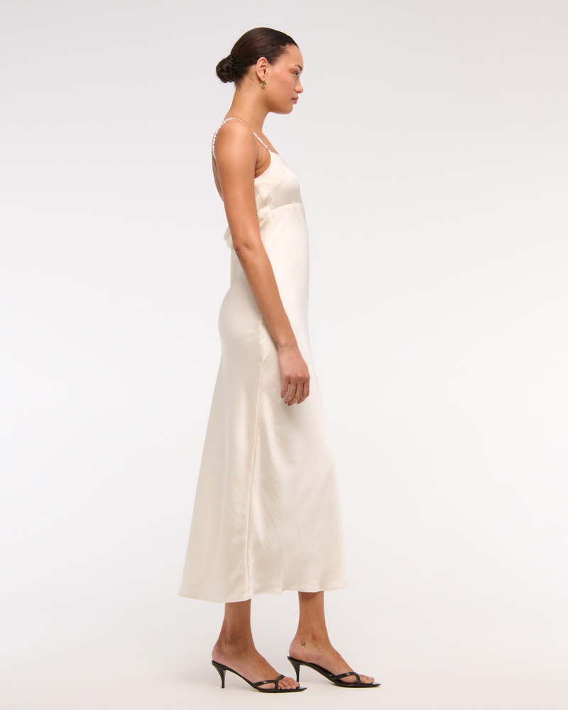 Faux Pearl Strap Maxi Dress(pearl,XXS)