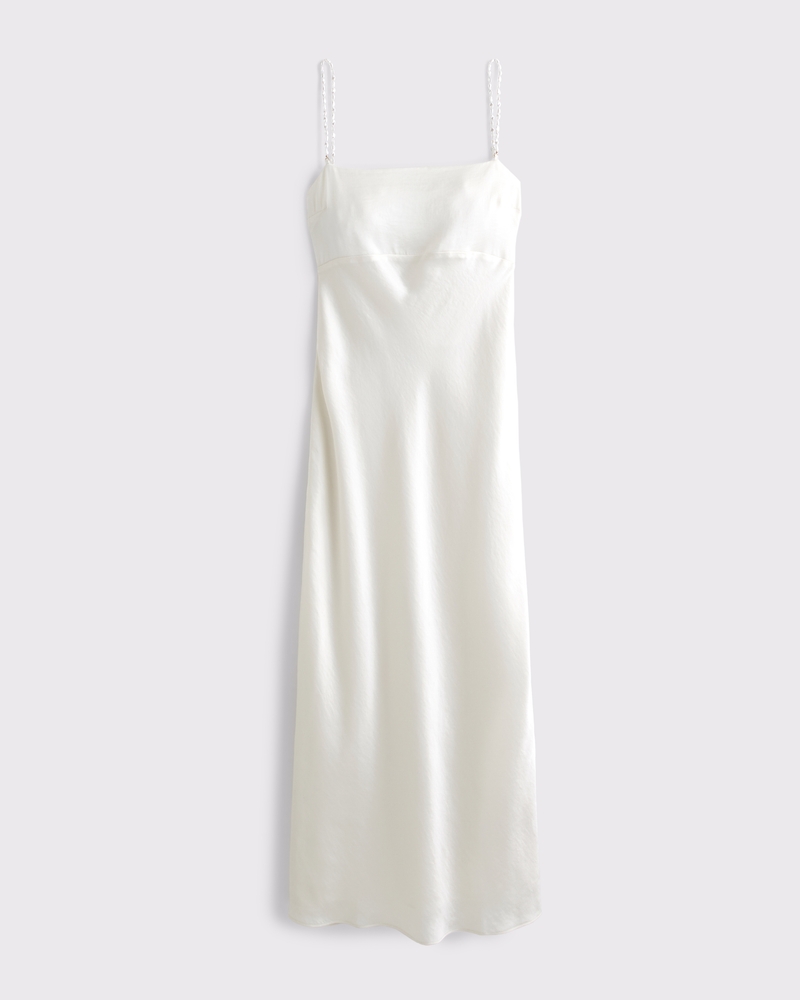 Faux Pearl Strap Maxi Dress(pearl,XXS)