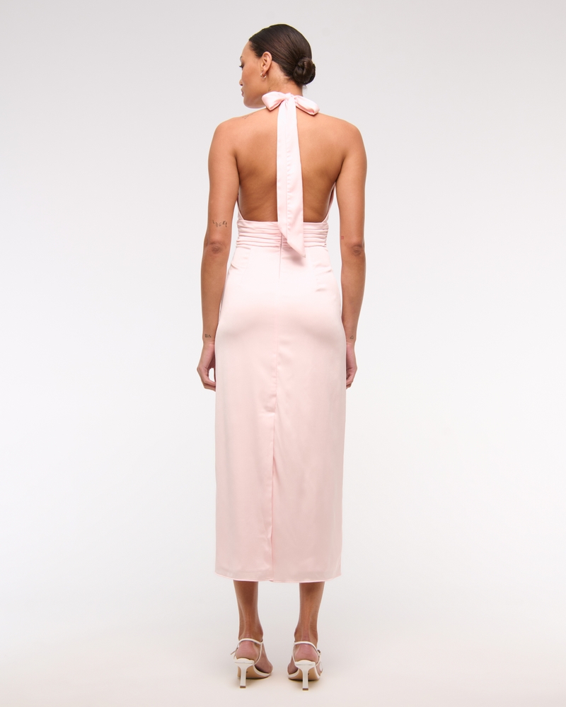 Rosette Halter Midi Dress(light pink,XXS)