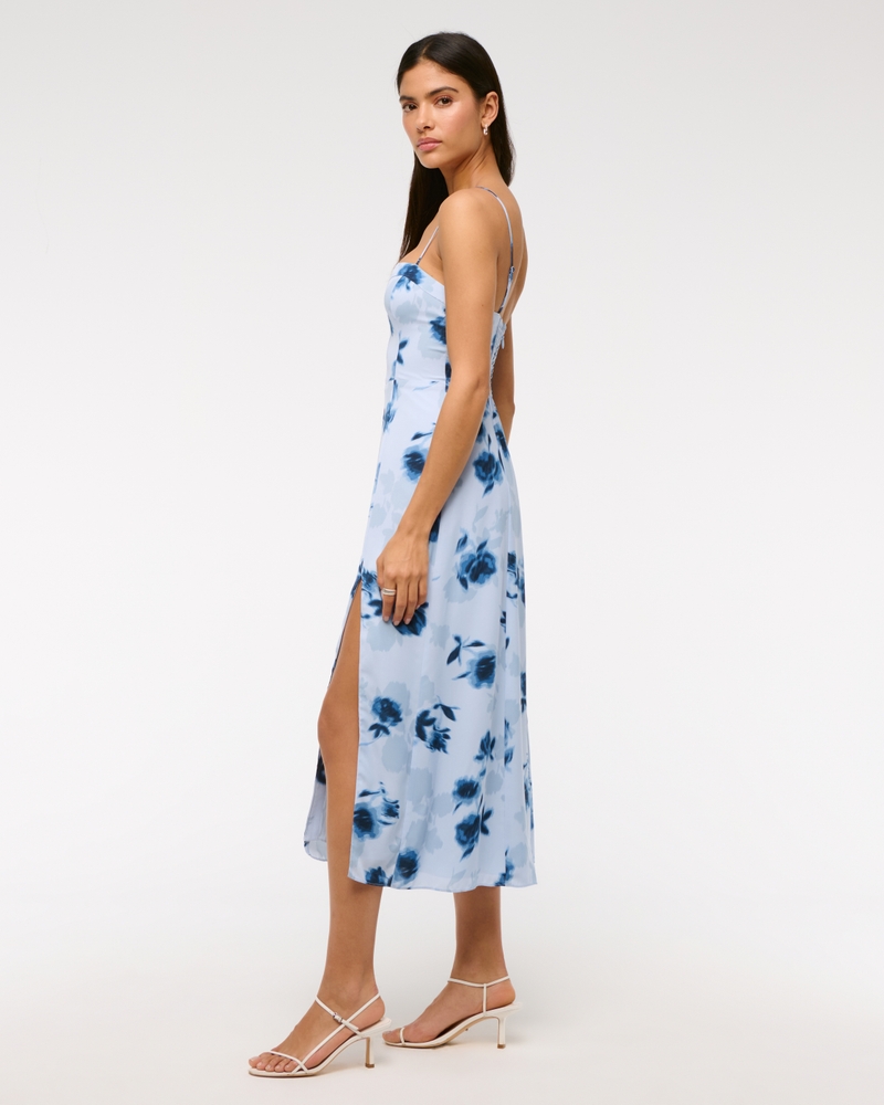 The A&F Camille Midi Dress(periwinkle floral,XXS)