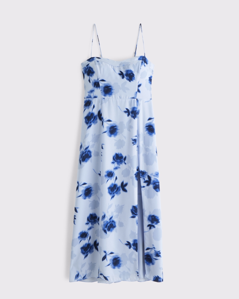 The A&F Camille Midi Dress(periwinkle floral,XXS)