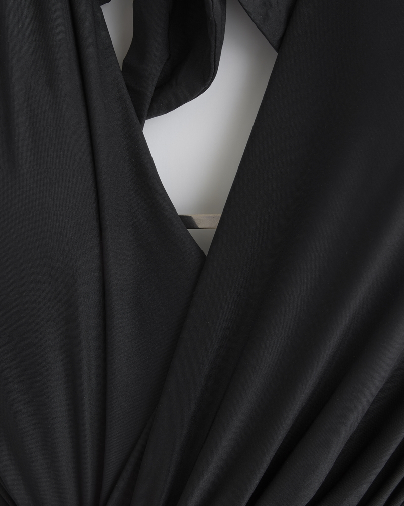 Knot-Front Maxi Dress(black,XXS)