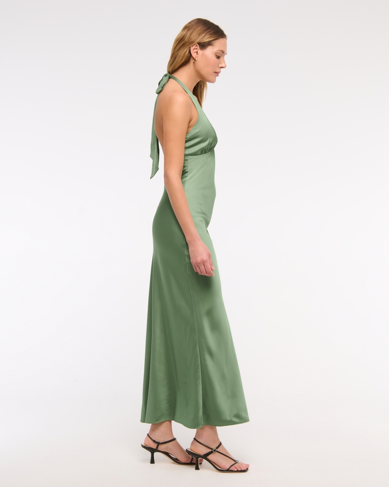 The A&F Julia Slip Halter Maxi Dress(lush green,XXS)
