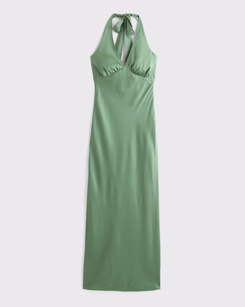 The A&F Julia Slip Halter Maxi Dress(lush green,XXS)