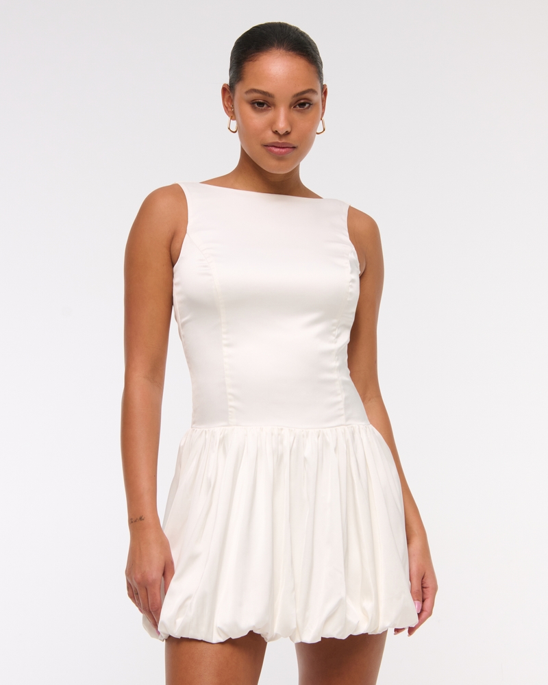 High-Neck Bubble Hem Mini Dress