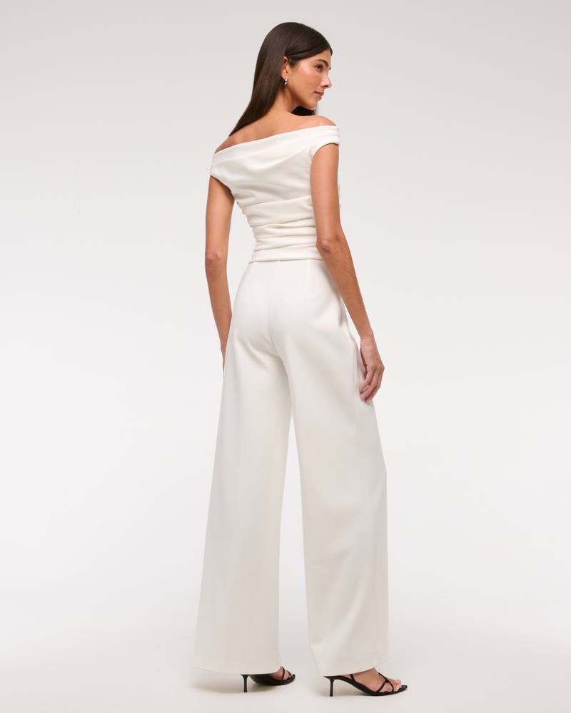 Off-The-Shoulder Draped Jumpsuit(white,XXS)