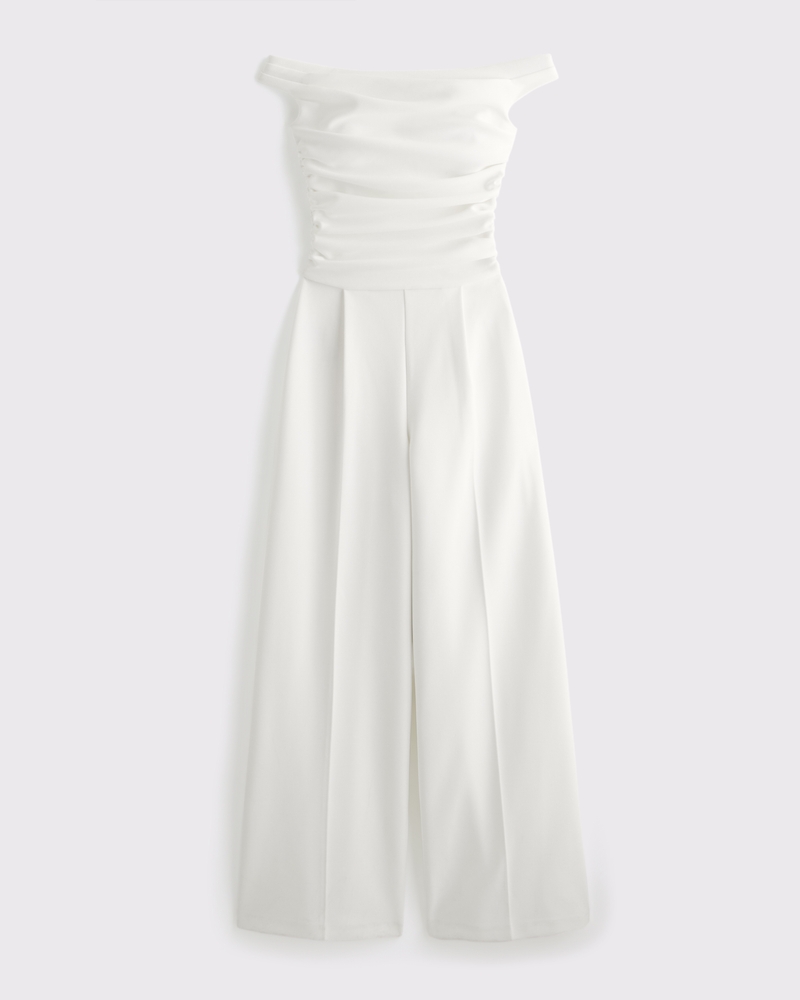 Off-The-Shoulder Draped Jumpsuit(white,XXS)