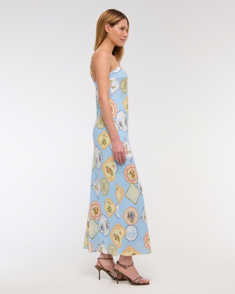 The A&F Julia Slip Maxi Dress(blue pattern,XXS)