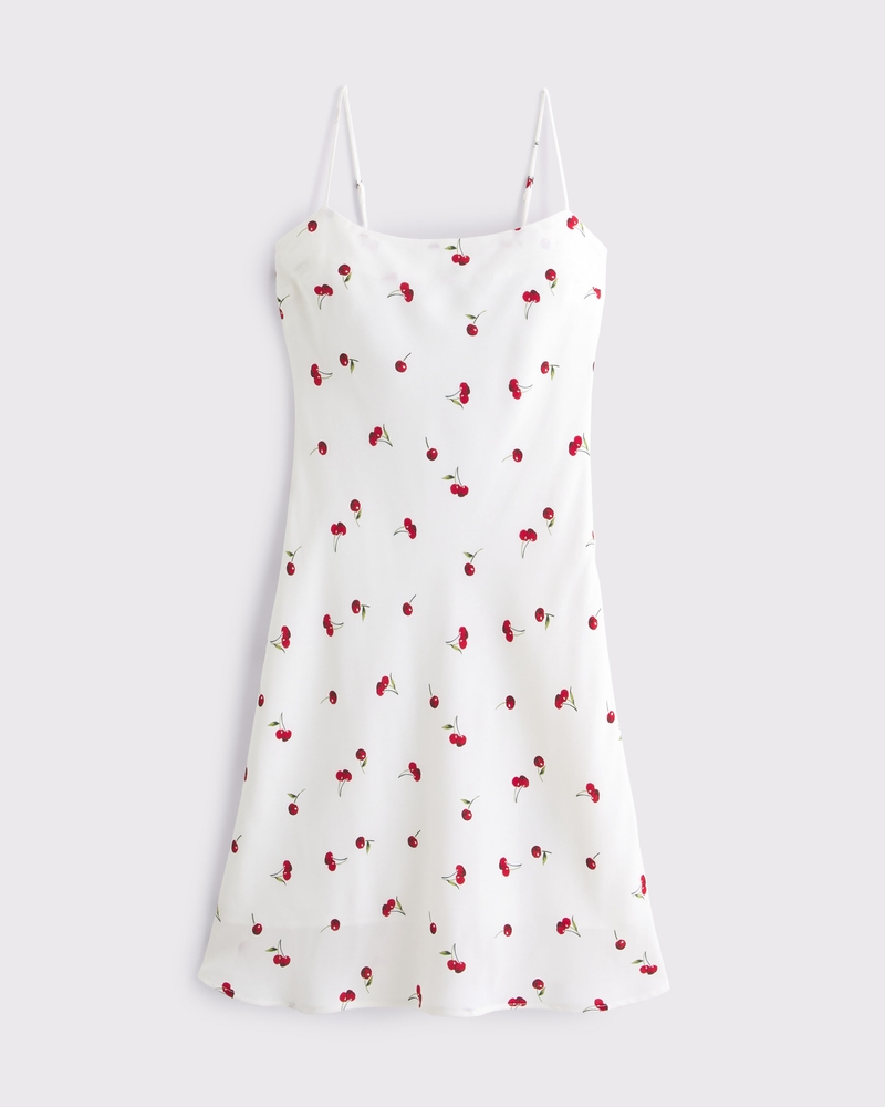 The A&F Julia Slip Knee-Length Dress(red and white,XXS)