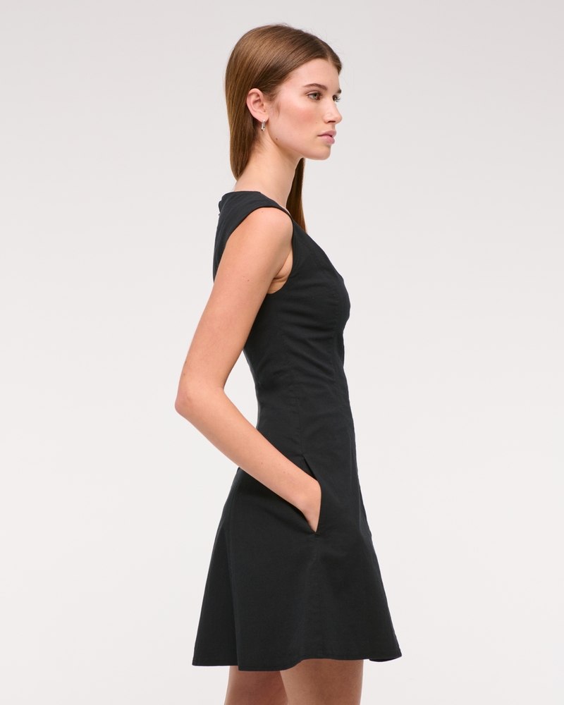The A&F Mila Cap Sleeve Mini Dress(black,XXS)