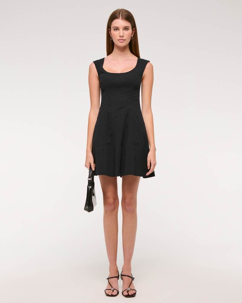 The A&F Mila Cap Sleeve Mini Dress(black,XXS)