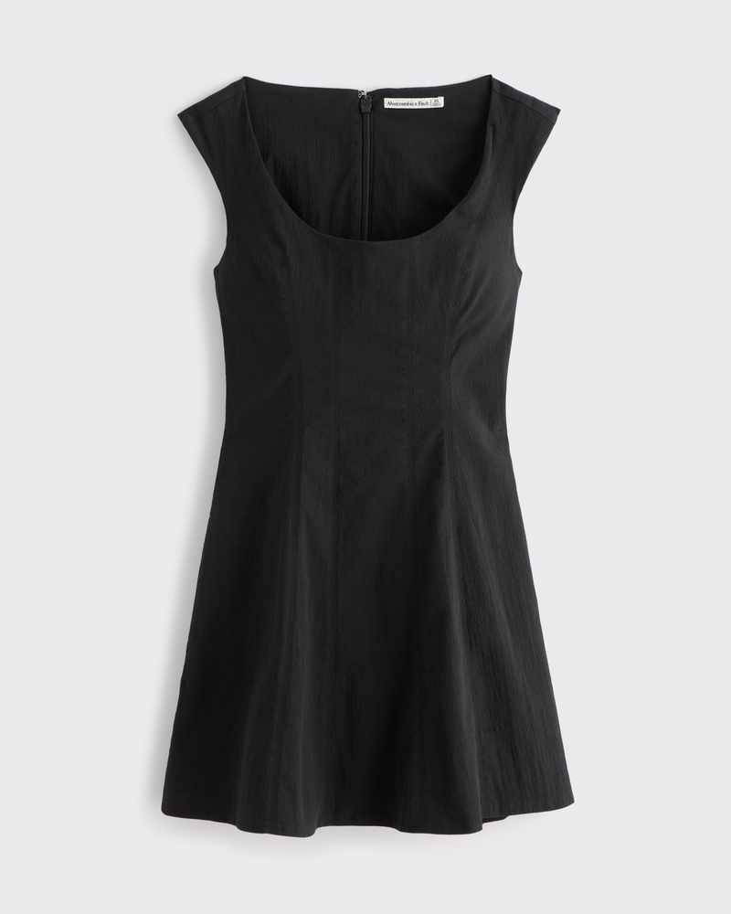 The A&F Mila Cap Sleeve Mini Dress(black,XXS)