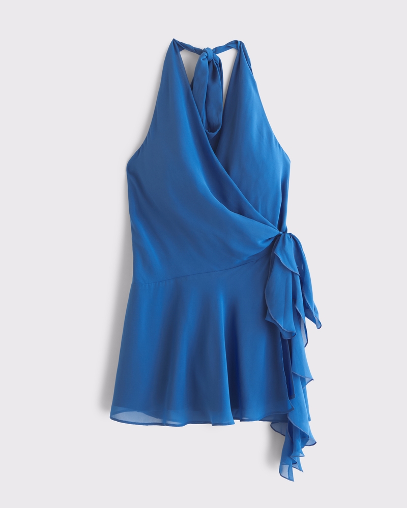 Draped Halter Mini Dress(dutch blue,XXS)