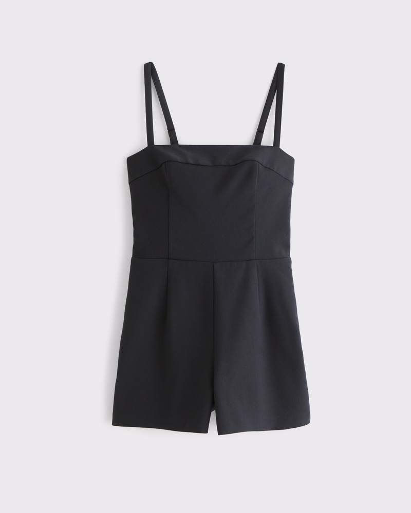 Micro Short Tailored Romper(black,XXS)