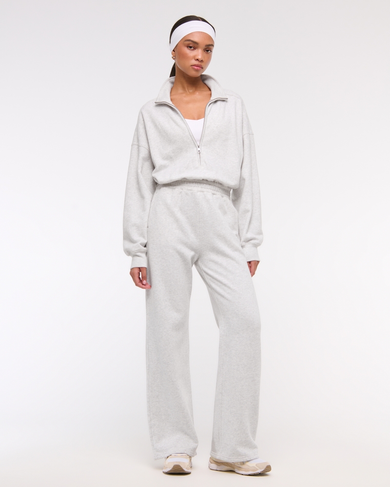 Long-Sleeve Half-Zip Fleece Jumpsuit
