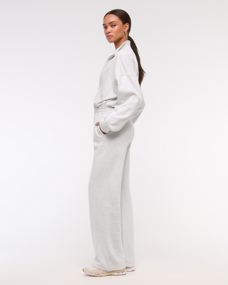 Long-Sleeve Half-Zip Fleece Jumpsuit(light gray,XXS)