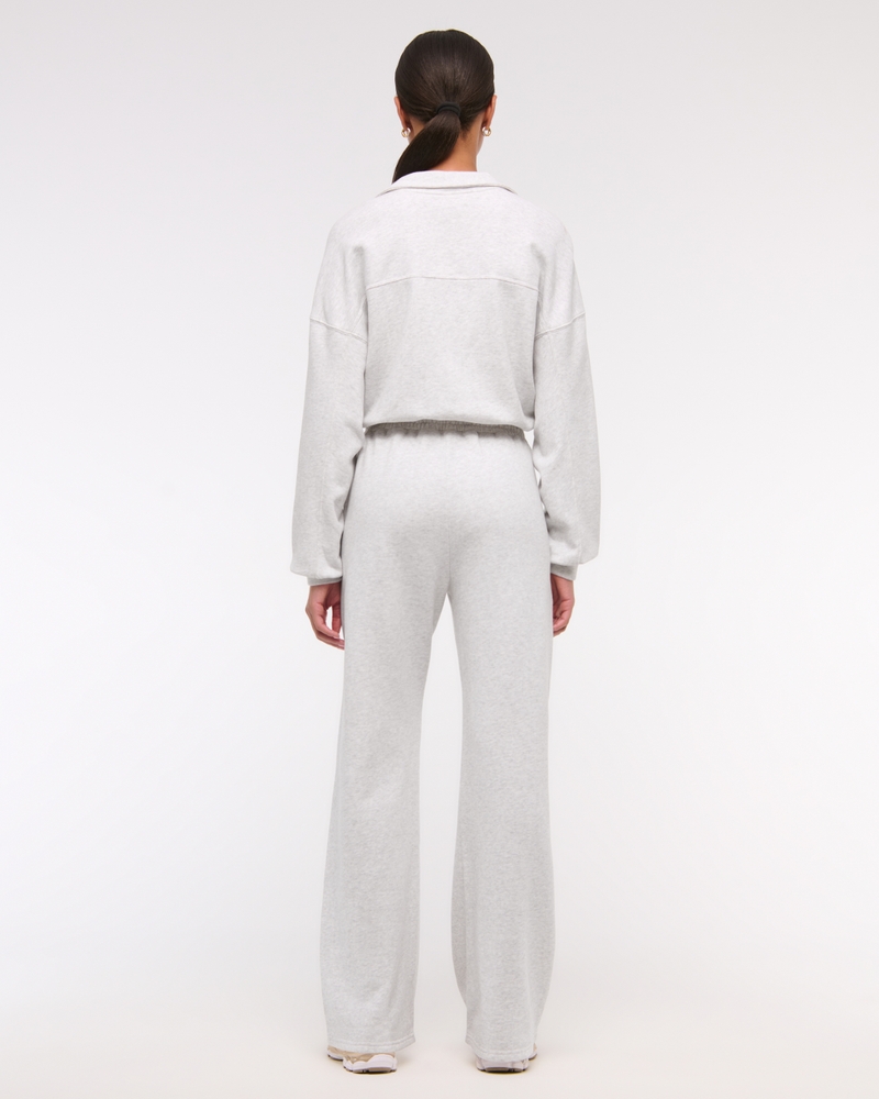 Long-Sleeve Half-Zip Fleece Jumpsuit(light gray,XXS)