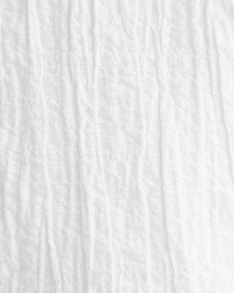 Textured Mini Shirt Dress(white,XXS)