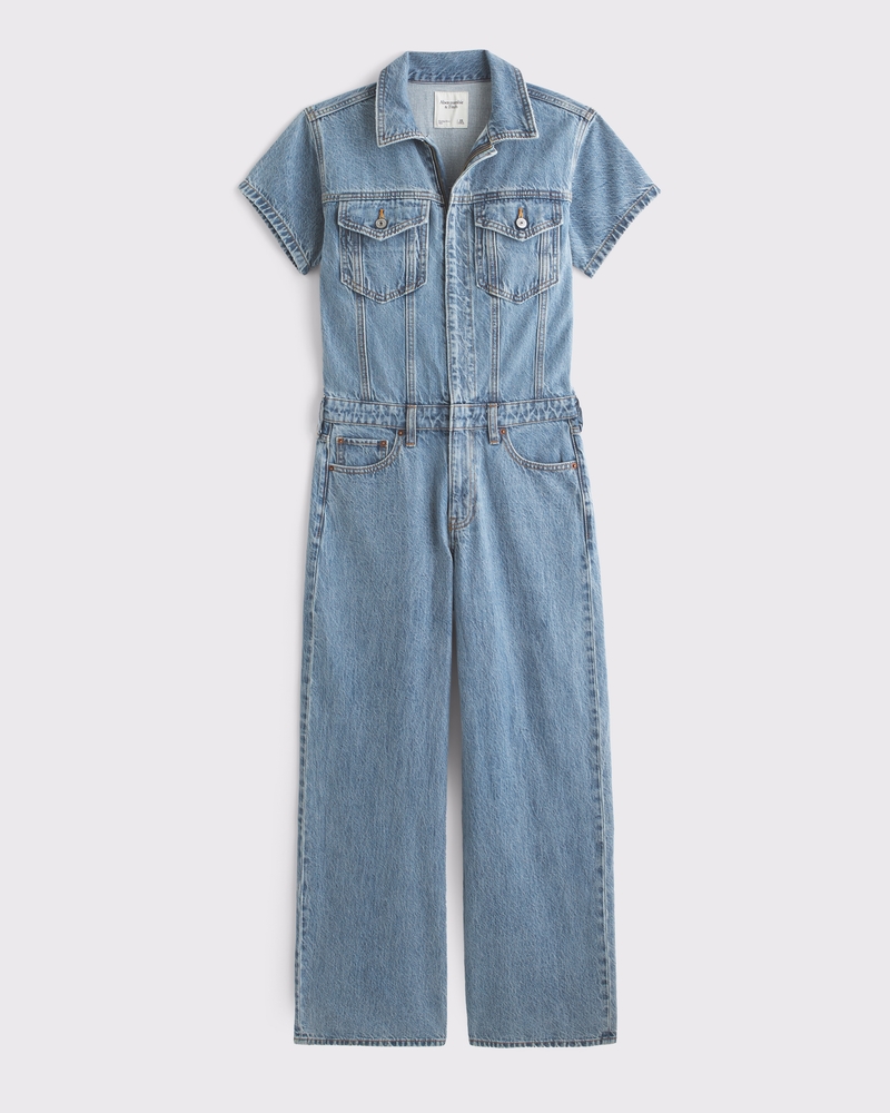 Denim Jumpsuit(medium wash,XXS)