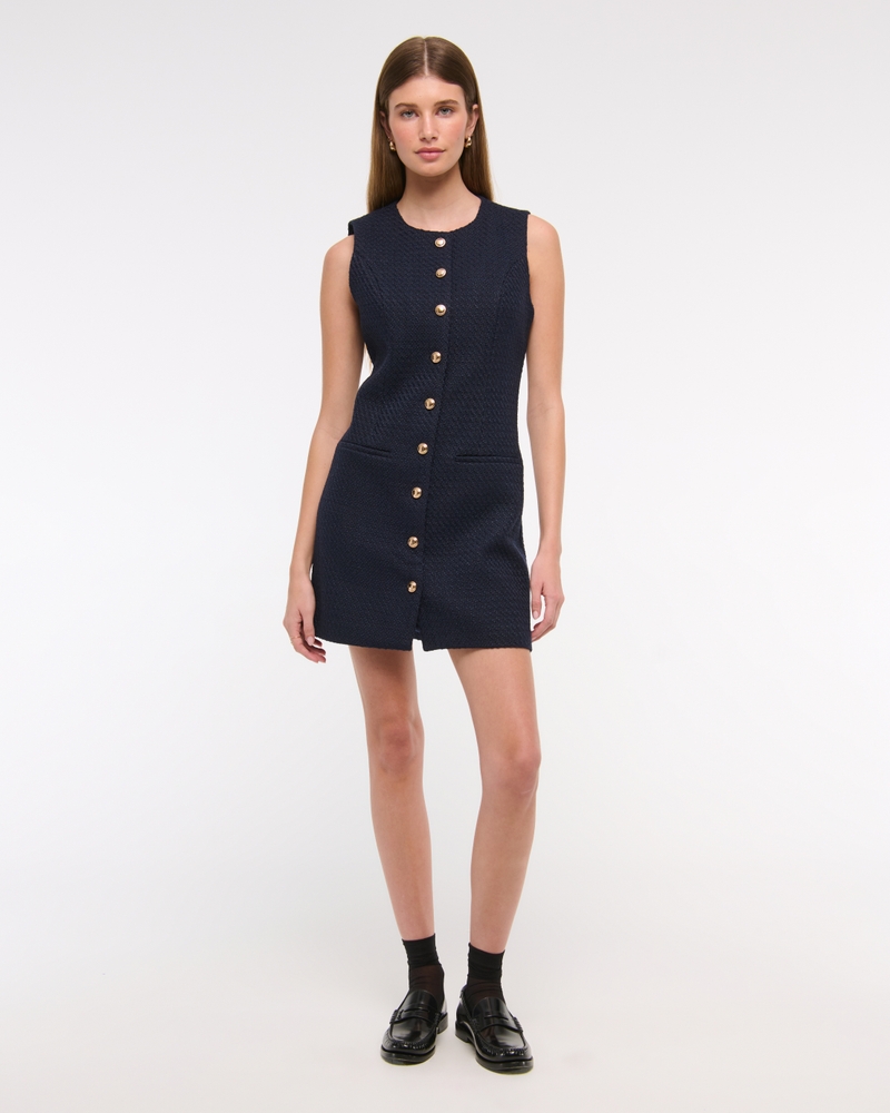 The A&F Mara Tweed Mini Dress(dark indigo,XXS)