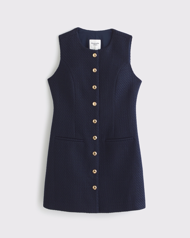 The A&F Mara Tweed Mini Dress(dark indigo,XXS)