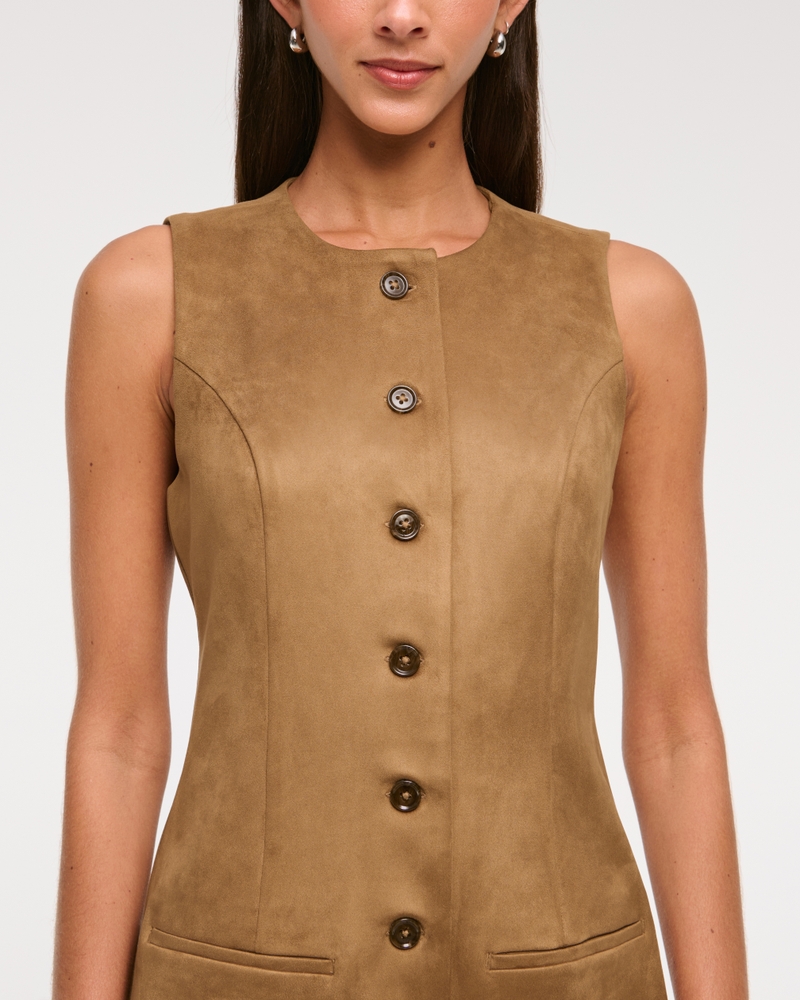 The A&F Mara Vegan Suede Mini Dress(brown,XXS)
