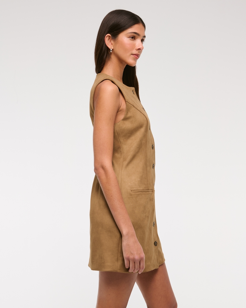The A&F Mara Vegan Suede Mini Dress(brown,XXS)