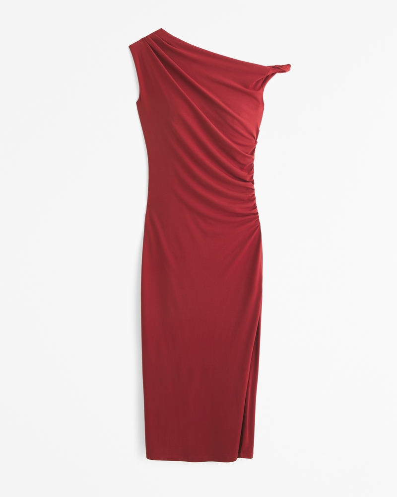 Asymmetrical Draped Maxi Dress(red,XXS)
