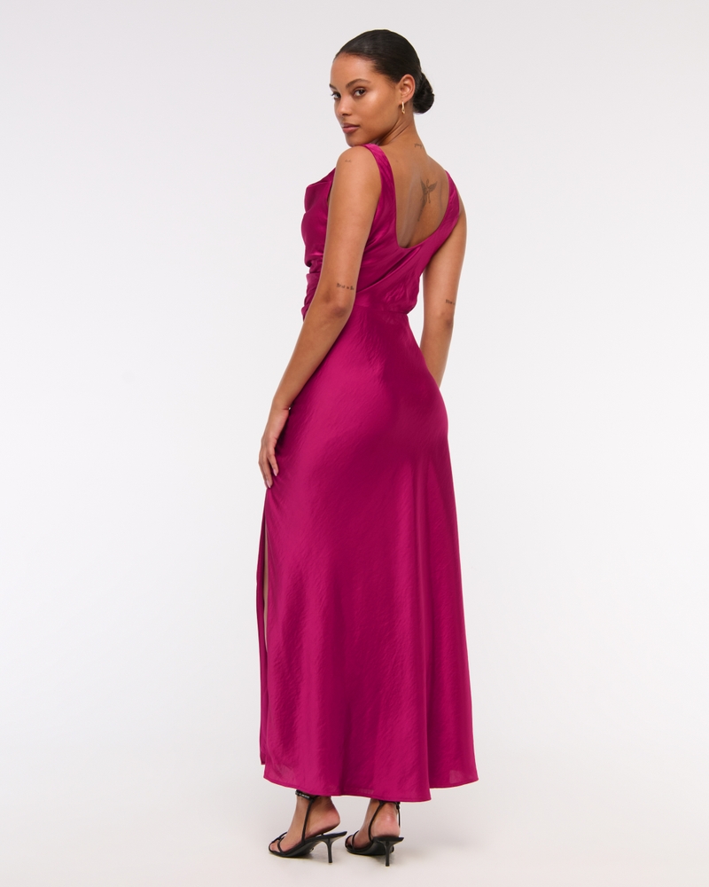 Cowl Neck Draped Maxi Dress(berry,XXS)