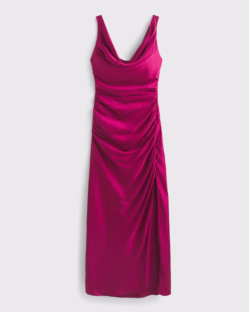 Cowl Neck Draped Maxi Dress(berry,XXS)