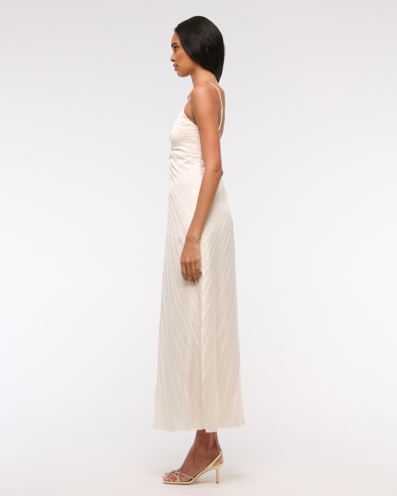 The A&F Giselle Sunburst Pleated Maxi Dress(pearl,XXS)