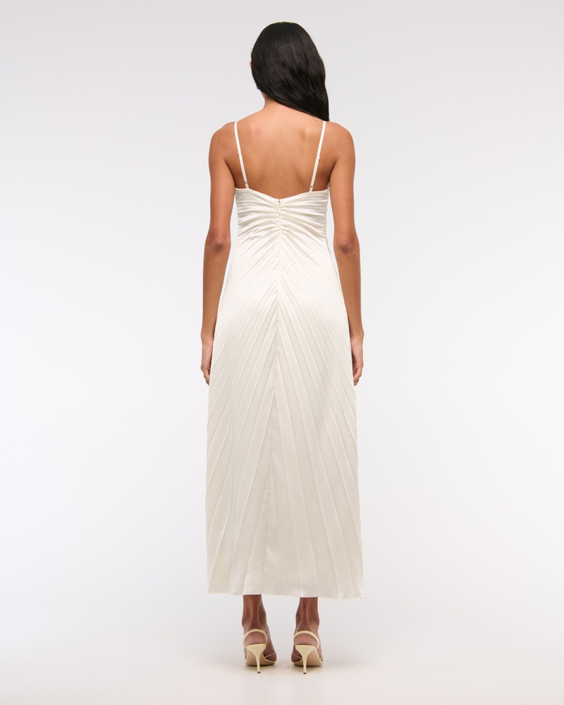 The A&F Giselle Sunburst Pleated Maxi Dress(pearl,XXS)