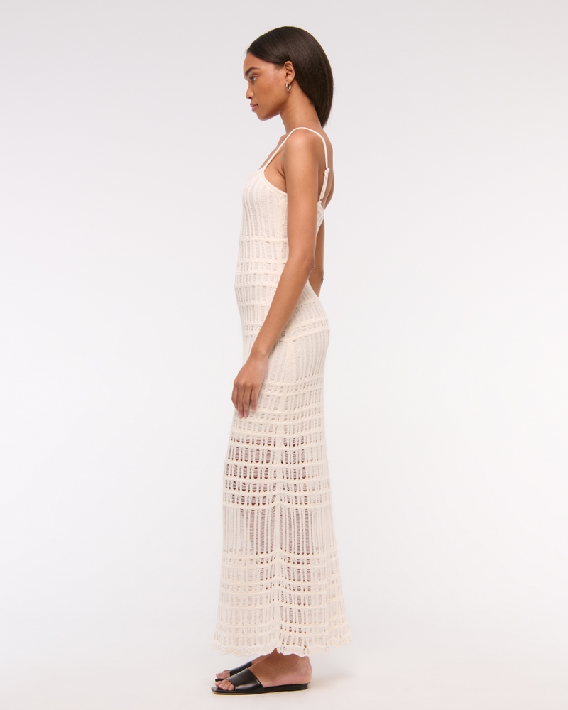 Crochet-Style Maxi Dress(cream,XXS)