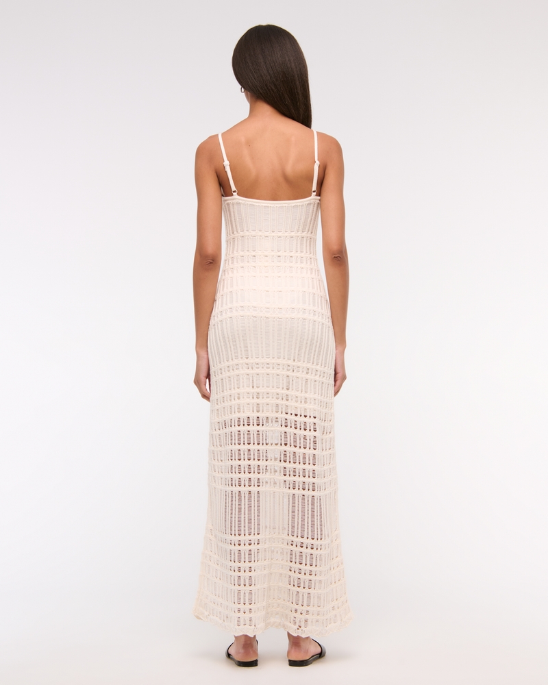 Crochet-Style Maxi Dress(cream,XXS)